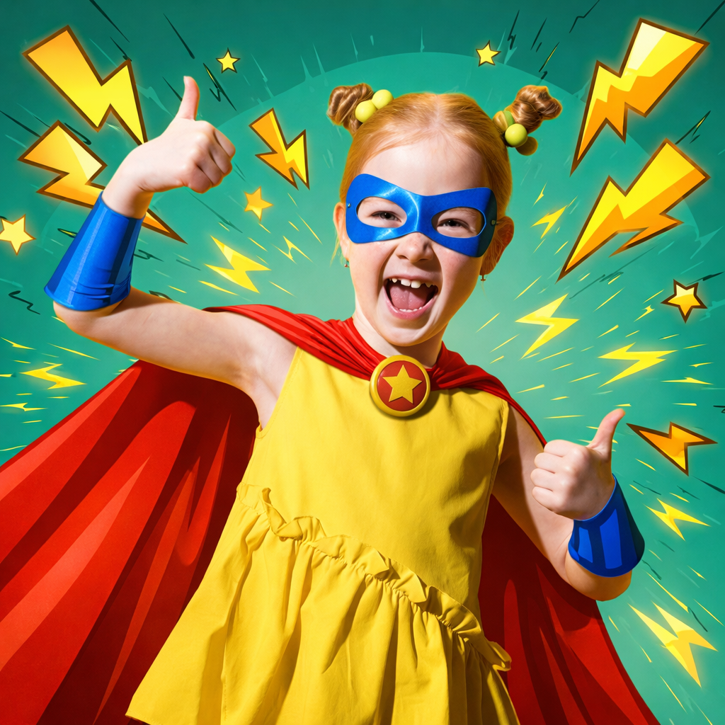 child dressed as superhero