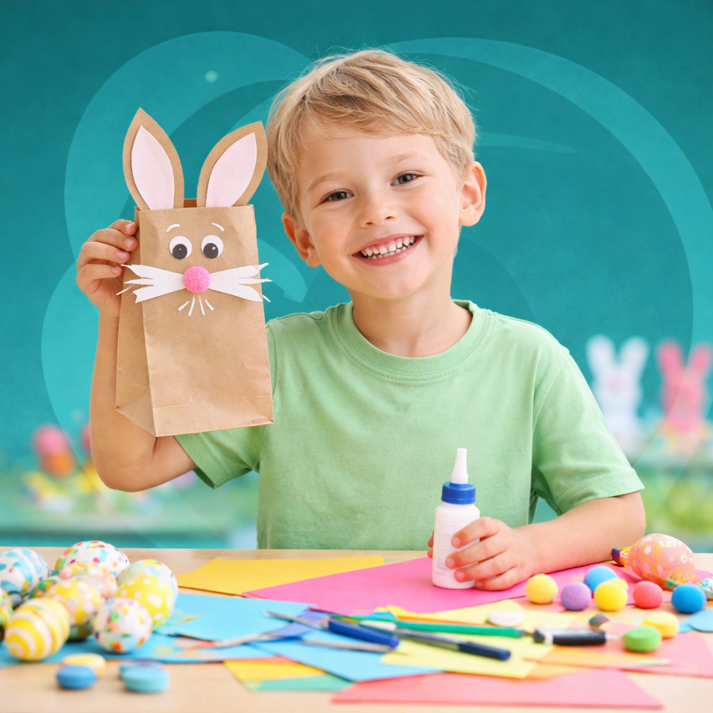 Easter crafting joy with paper bunny